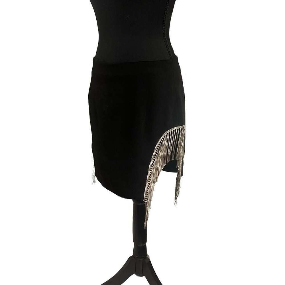 HOUSE OF CB London Oriana Black Crepe Crystal Mini Skirt SIZE S NEW TAGS ONE